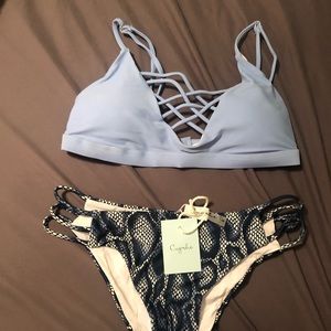 Cupshe Blue Snakeskin Cheeky bikini